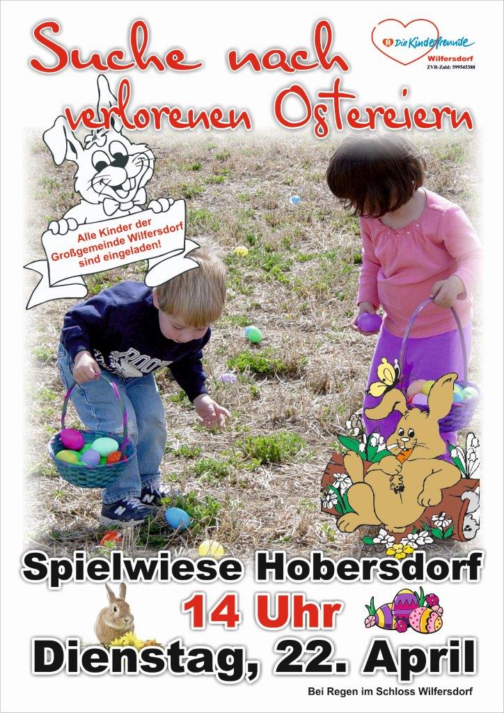 Suche verlorener Ostereier auf der Spielwiese Hobersdorf